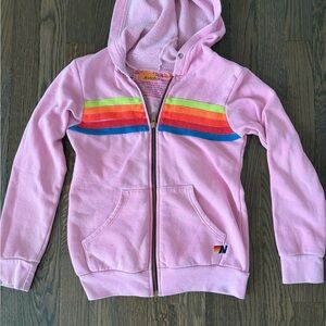 Aviator Nation Kids Blue and Pink Hoodie with Rainbow Stripes lot of three six 8